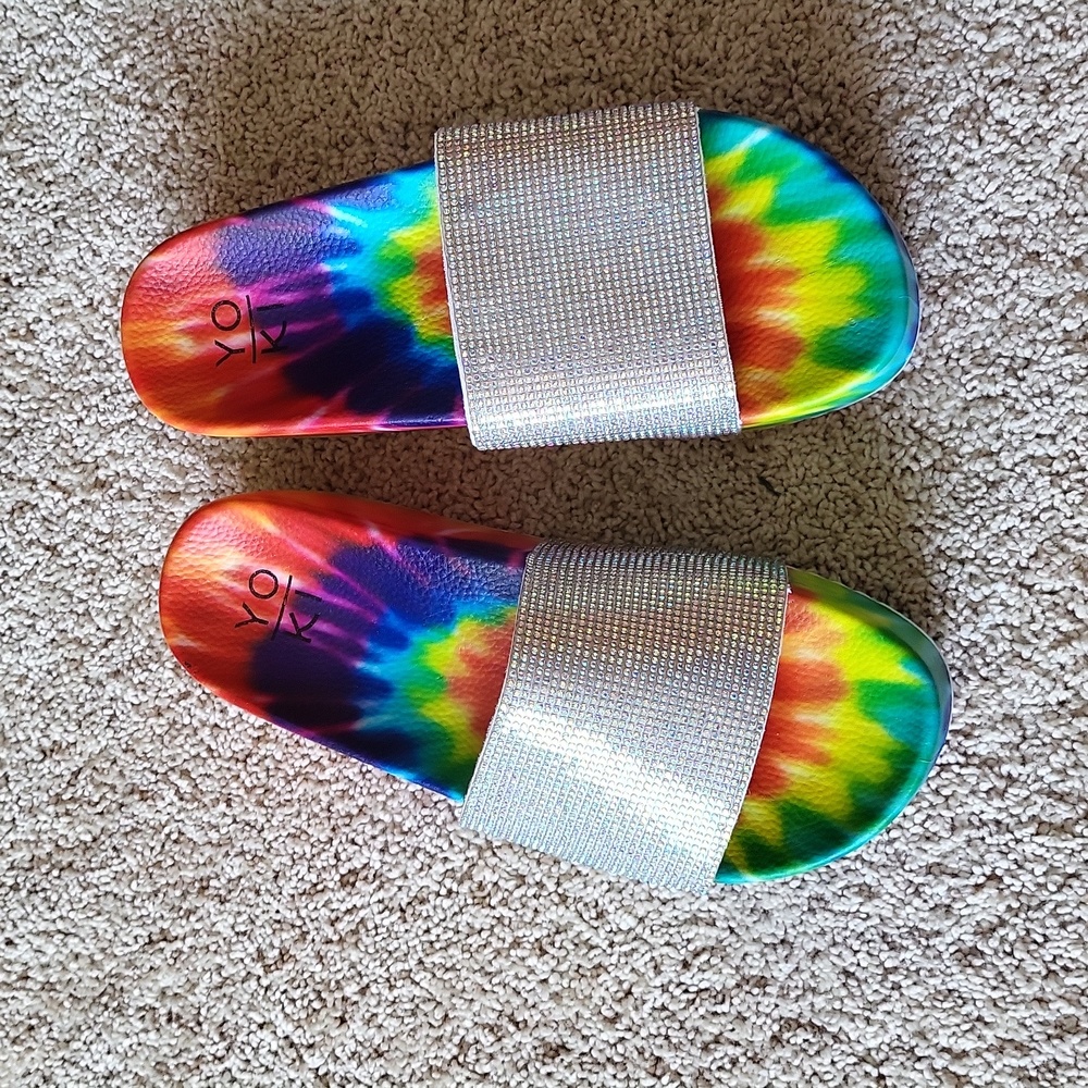 Tie dye rhinestone sandals- Brand new!